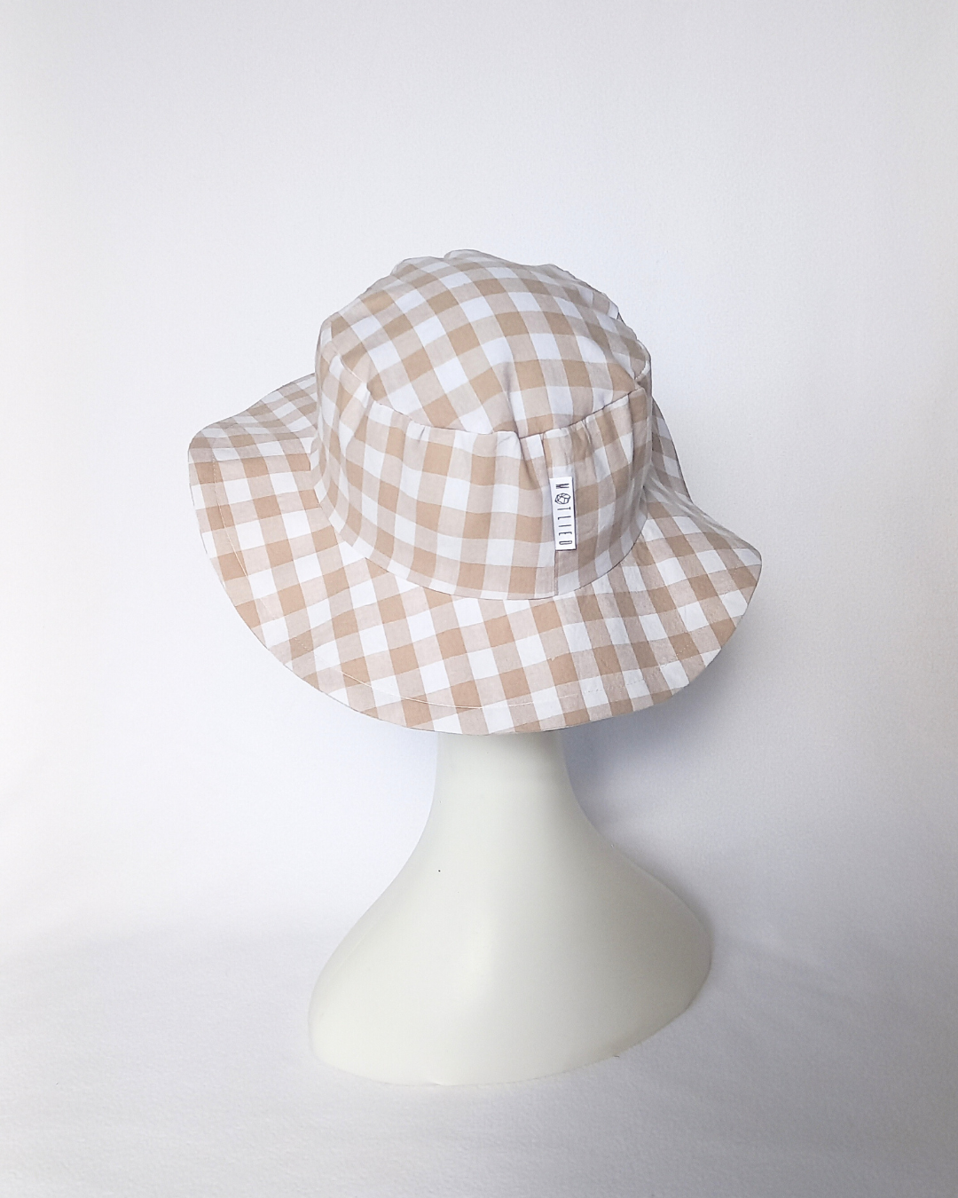 Taupe gingham sunhat