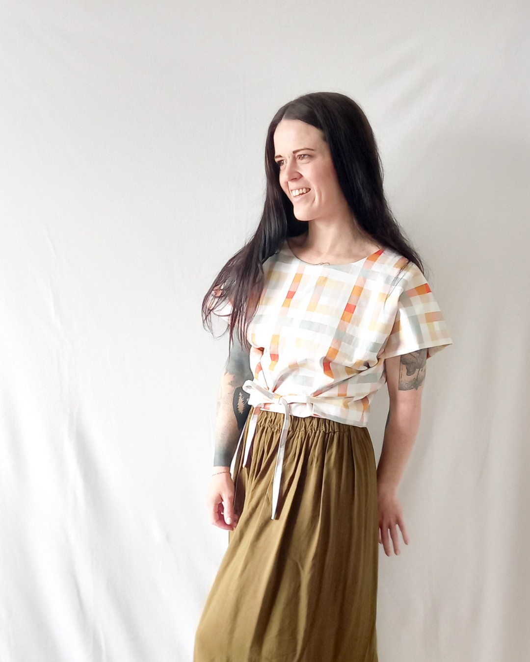 Charlie top in Pastel gingham