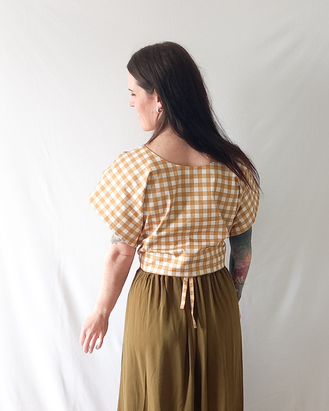 Charlie top in Mustard gingham