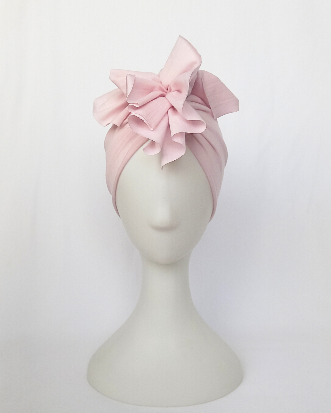 Baby pink merino turban