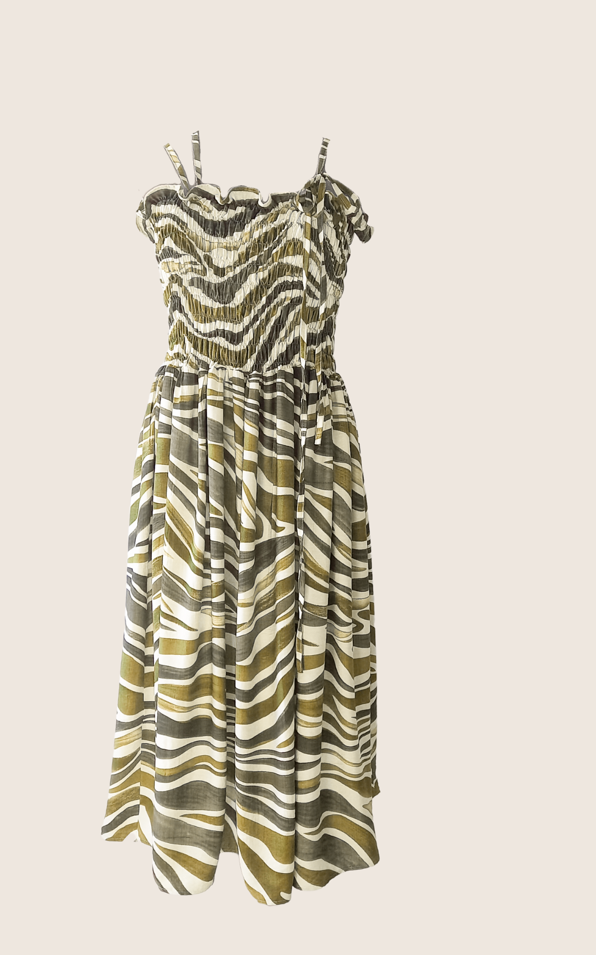 Green shirred rental dress - size 14-18