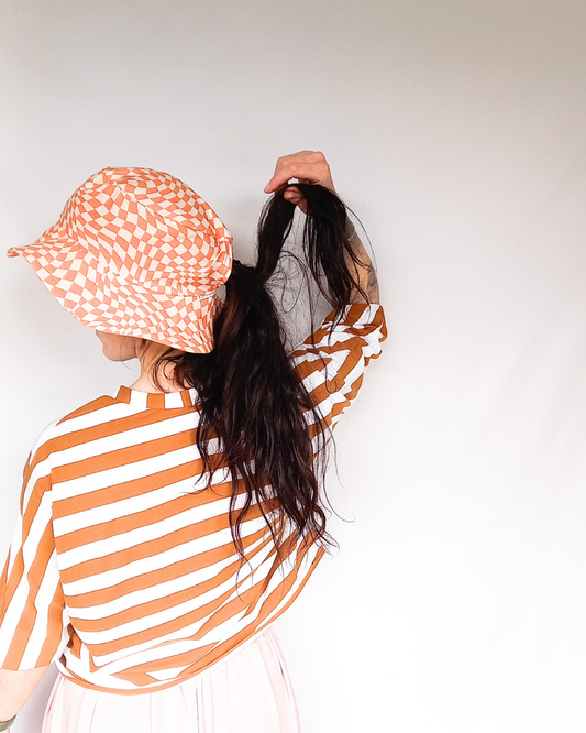 Checkered wave women's sunhat