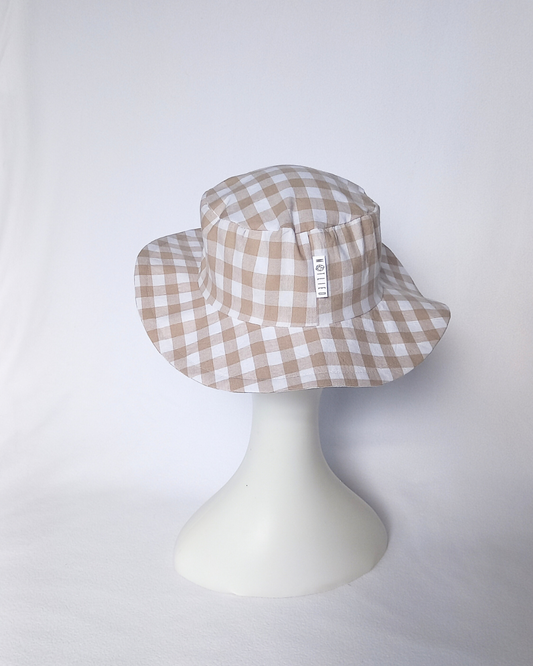 Taupe gingham sunhat
