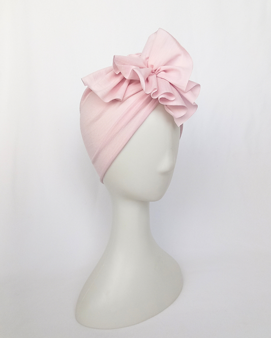 Baby pink merino turban