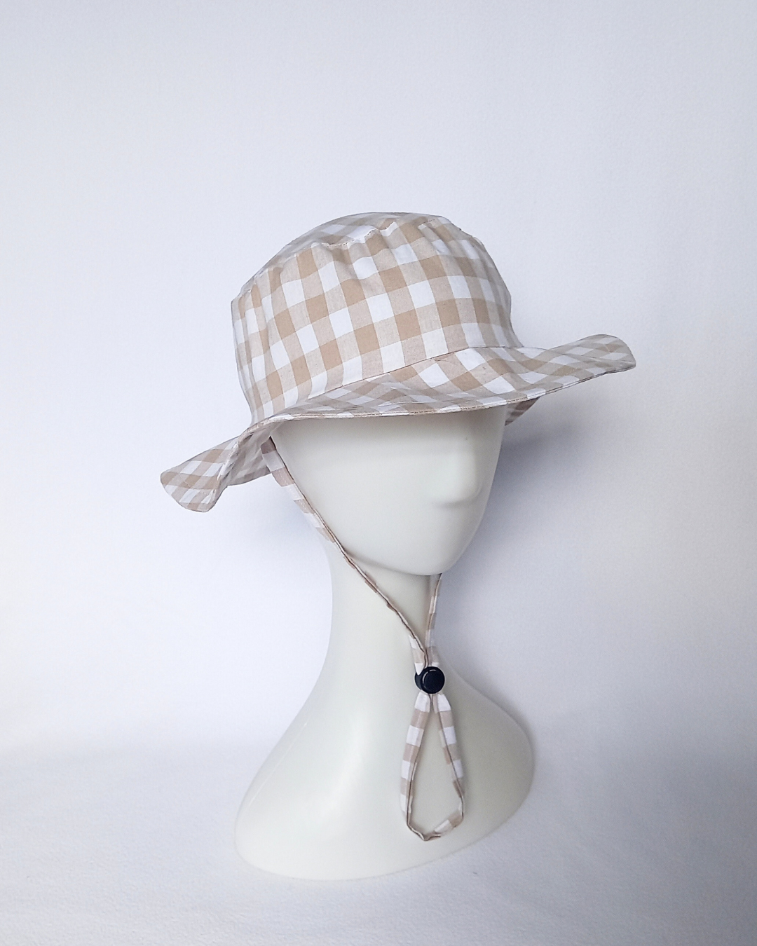 Taupe gingham sunhat