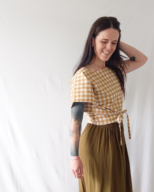 Charlie top in Mustard gingham