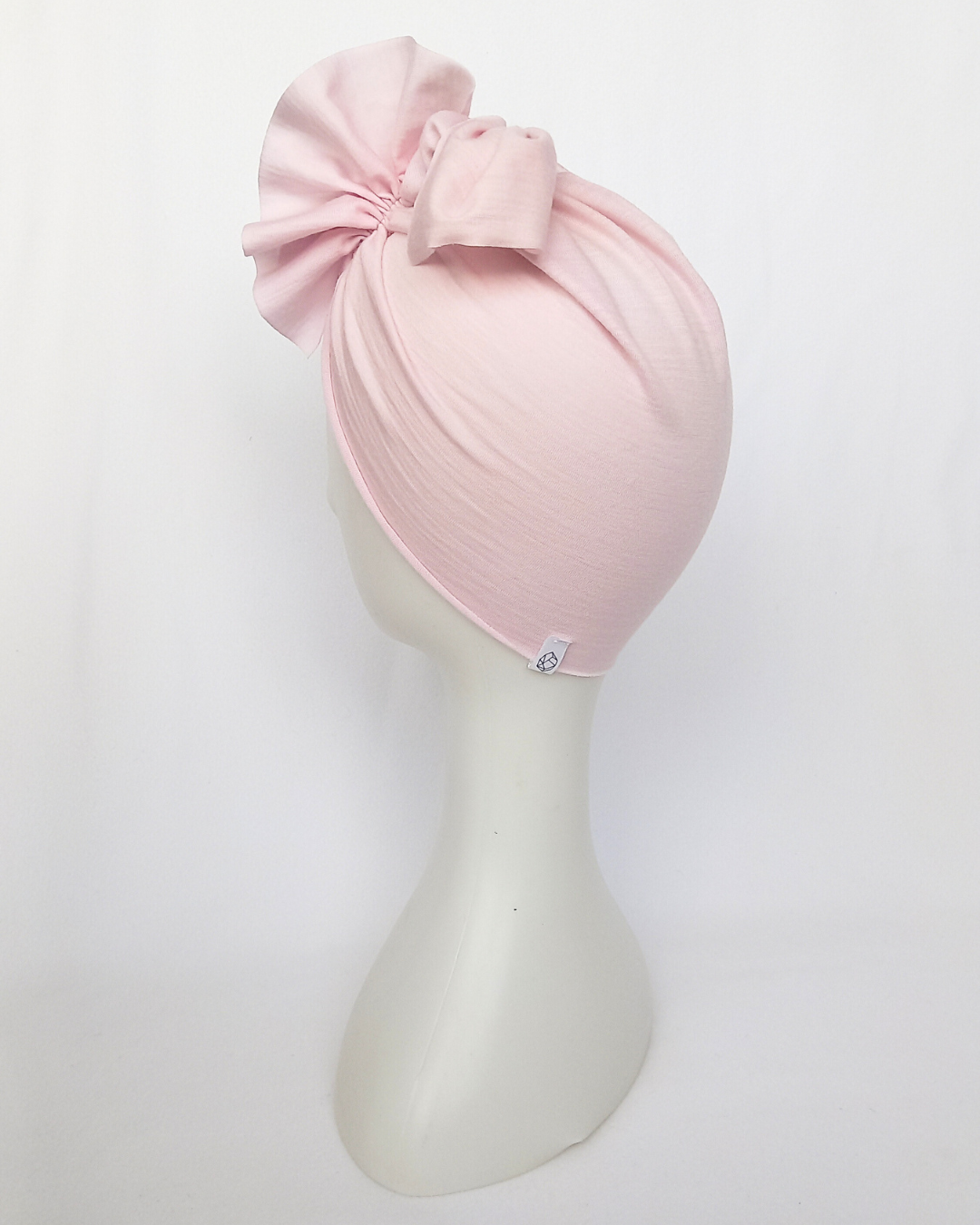Baby pink merino turban